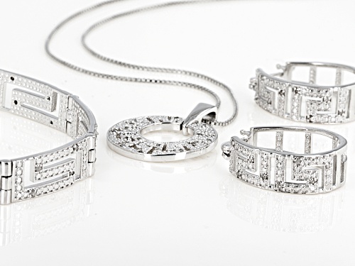 Emulous™ .24ctw Round White Diamond Rhodium Over Brass Earrings, Pendant And Bracelet Set