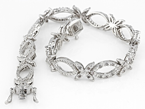 Emulous™ .64ctw Round White Diamond Rhodium Over Brass Bracelet - Size 7.25