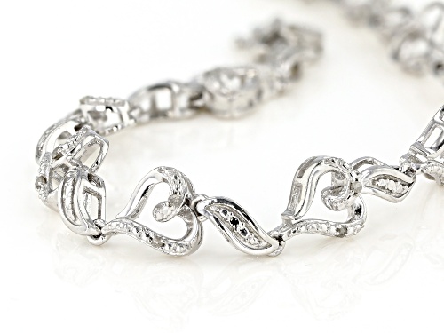 Emulous™ 0.20ctw Round White Diamond Rhodium Over Brass Heart Bracelet - Size 7.5