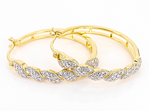 Emulous™ Round White Diamond Accent 14k Yellow Gold Over Bronze Hoop Earrings