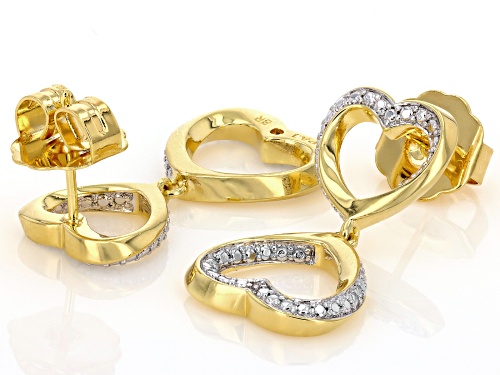 Emulous™ Round White Diamond Accent 14k Yellow Gold Over Brass Dangle Heart Earrings