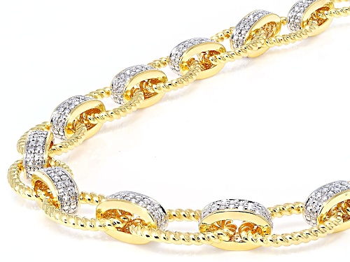 Emulous™ Round White Diamond Accent Rhodium And 14k Yellow Gold Over Brass Station Necklace - Size 18