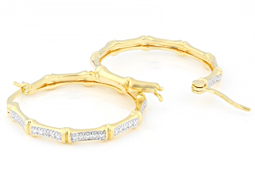 Emulous™ Round White Diamond Accent 14k Yellow Gold Over Brass Bamboo Hoop Earrings