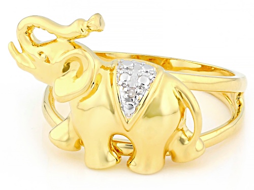 Emulous™ Round White Diamond Accent 14k Yellow Gold Over Brass Elephant Ring - Size 6