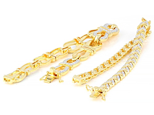 Emulous™ Round White Diamond Accent 14k Yellow Gold Over Brass Box Set of 2 Bracelets - Size 7.25