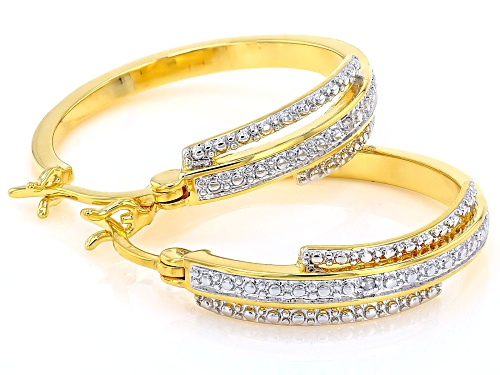 Emulous™ Round White Diamond Accent 14k Yellow Gold Over Brass Hoop Earrings