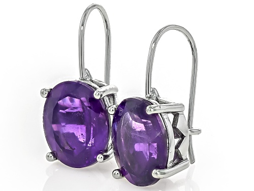 5.49ctw African Amethyst Rhodium Over Brass Earrings