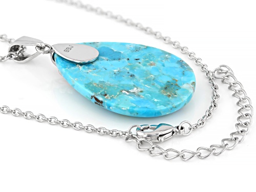 Turquoise Rhodium Plated Pendant With Chain