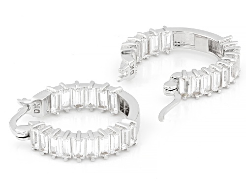 3.27ctw Lab Created White Sapphire Rhodium Over Brass Hoop Earrings