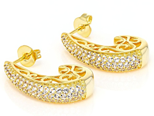 1.62ctw Lab Created White Sapphire 18k Yellow Gold Over Brass Earrings