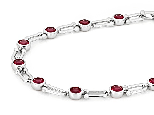8.59ctw Lab Created Ruby Rhodium Plated Necklace - Size 20