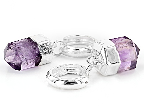 Artisan Collection Of Brazil™ Amethyst Silver Over Brass Huggie Charm Earrings