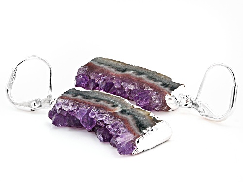 Artisan Collection Of Brazil™ Amethyst Slice Silver Over Brass Earrings
