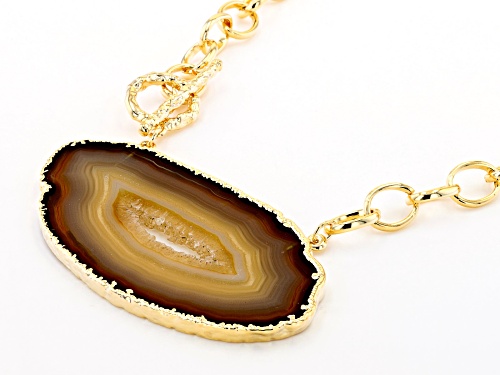 Artisan Collection Of Brazil™ Free-Form Agate Slab 18K Gold Over Brass Link Necklace - Size 20
