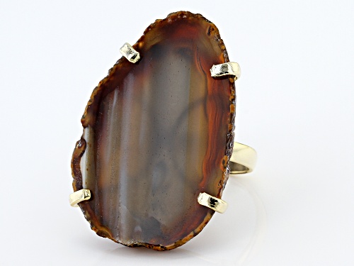 Artisan Collection Of Brazil™ Free-Form Agate Slab 18K Yellow Gold Over Brass Ring - Size 9