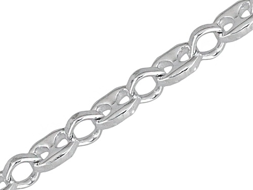 Sterling Silver Puffed Mariner Link 20 Inch Necklace   Made In Italy - Size 20