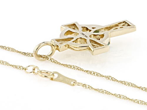 0.32ct Emerald 10k Yellow Gold Cross Pendant with Chain