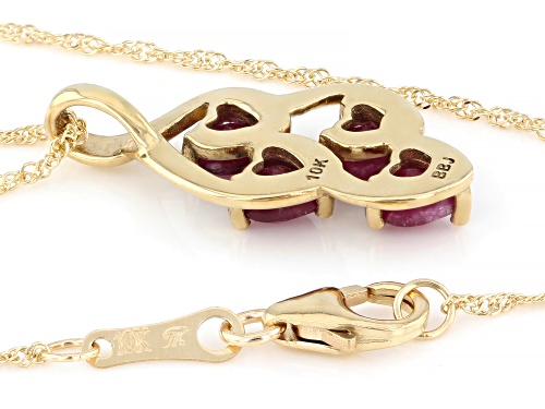 1.27ctw Ruby 10K Yellow Gold 4-Stone Pendant With Chain