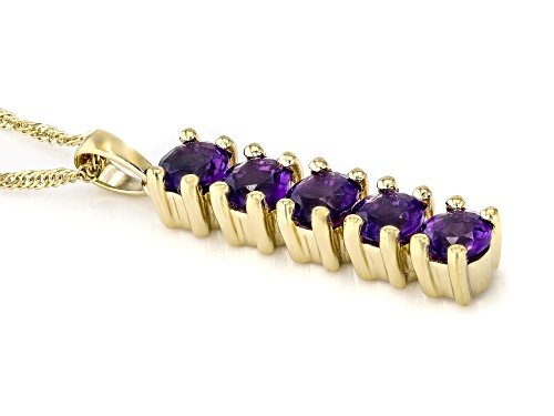 0.91ctw African Amethyst 14K Yellow Gold 5-Stone Pendant with Chain