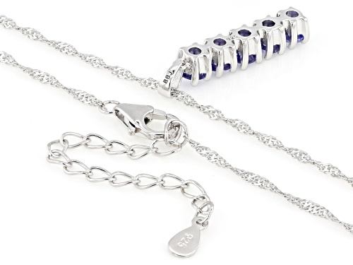 1.00Ctw Tanzanite Rhodium Over Sterling Silver 5-Stone Pendant with Chain