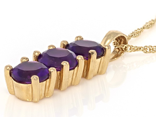 1.01ctw Amethyst 10K Yellow Gold Pendant with Chain