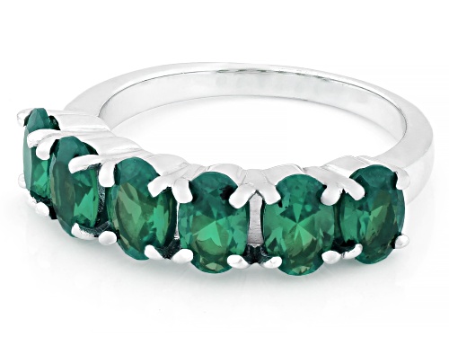 2.35ctw Lab Created Emerald Rhodium Over Sterling Silver 7-Stone Ring - Size 7