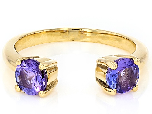 0.73ctw Tanzanite 10K Yellow Gold Cuff Ring - Size 9