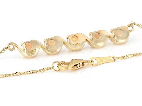 0.64ctw Ethiopian Opal 14K Yellow Gold 5-Stone Wave Bar Necklace - Size 18