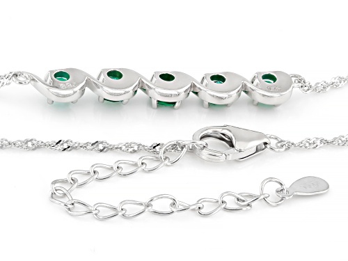 0.86ctw Lab Created Emerald Rhodium Over Sterling Silver Necklace - Size 18
