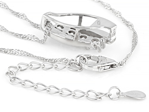 0.62ctw White Zircon Rhodium Over Sterling Silver 4-Stone Pendant With Chain