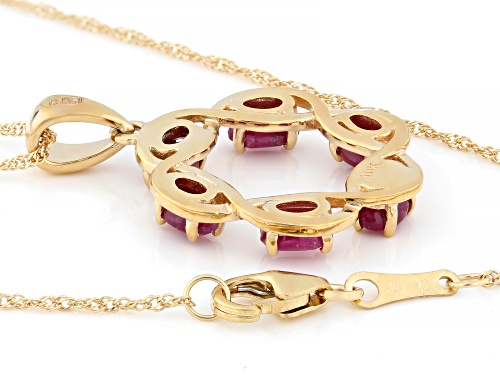 1.47ctw Ruby 10K Yellow Gold 6-Stone Pendant With Chain