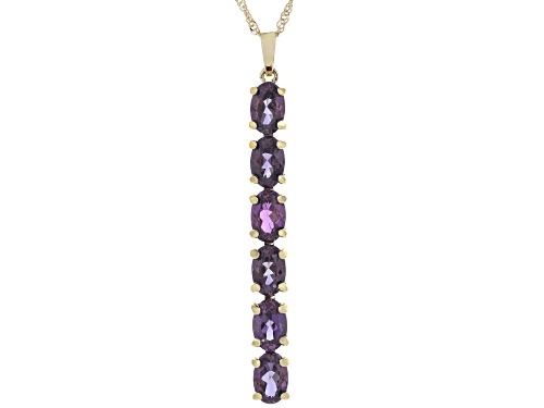2.35ctw Lab Created Alexandrite 10K Yellow Gold 6-Stone Pendant With Chain