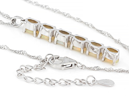 1.15ctw Ethiopian Opal Rhodium Over Sterling Silver 6-Stone Pendant With Chain