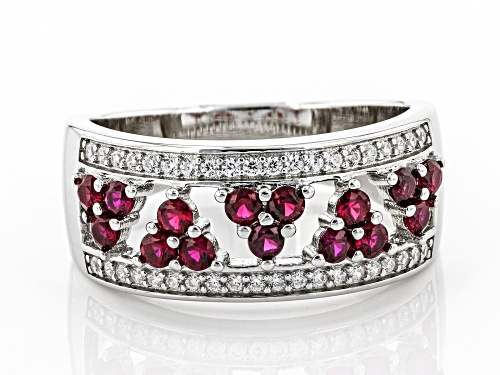 Bella Luce ® 0.96ctw Lab Created Ruby And White Diamond Simulant Rhodium Over Silver Ring - Size 8