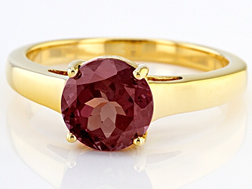 2.28ct Round Lab Created Alexandrite 18k Yellow Gold Over Sterling Silver June Birthstone Ring - Size 7