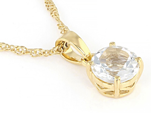 2.37ct Round White Topaz 18k Yellow Gold Over Sterling Silver April Birthstone Pendant With Chain