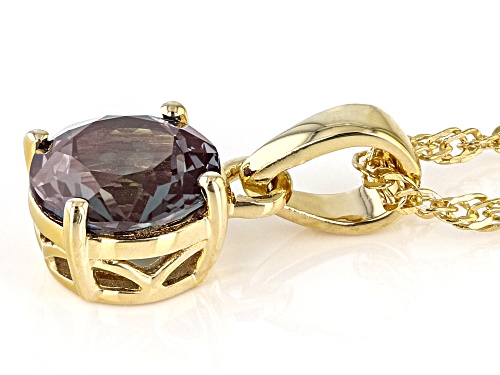 2.28ct Lab Created Alexandrite 18k Yellow Gold Over Silver June Birthstone Pendant With Chain