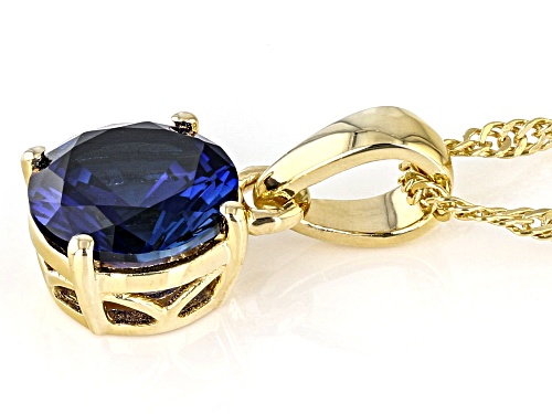 2.12ct Lab Created Blue Sapphire 18k Yellow Gold Over Silver September Birthstone Pendant With Chain