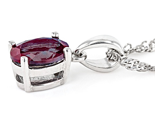 1.23ct Oval Lab Created Alexandrite Rhodium Over Sterling Silver June Birthstone Pendant With Chain