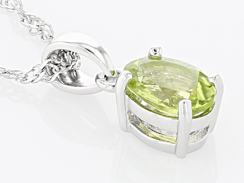 1.16ct Oval Manchurian Peridot™ Rhodium Over Sterling Silver August Birthstone Pendant With Chain