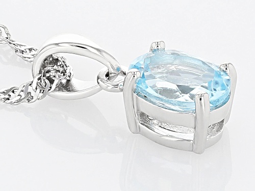 1.23ct Oval Glacier Topaz™ Rhodium Over Sterling Silver December Birthstone Pendant With Chain