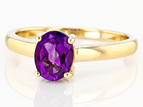 0.98ct Oval African Amethyst 18k Yellow Gold Over Sterling Silver February Birthstone Ring - Size 8