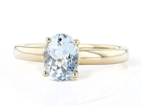 0.85ct Oval Aquamarine 18k Yellow Gold Over Sterling Silver March Birthstone Ring - Size 9