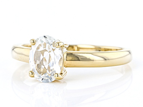 1.28ct Oval White Topaz 18k Yellow Gold Over Sterling Silver April Birthstone Ring - Size 9