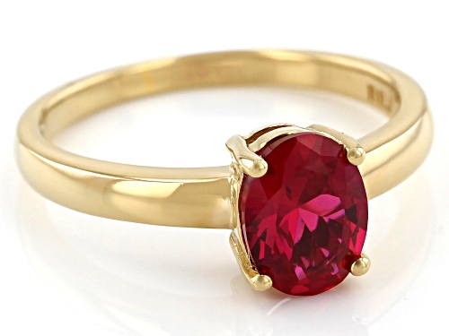 1.27ct Oval Lab Created Ruby 18k Yellow Gold Over Sterling Silver July Birthstone Ring - Size 9