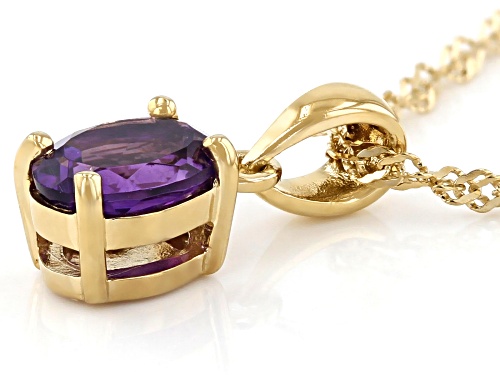 0.98ct Oval African Amethyst 18k Yellow Gold Over Silver February Birthstone Pendant With Chain