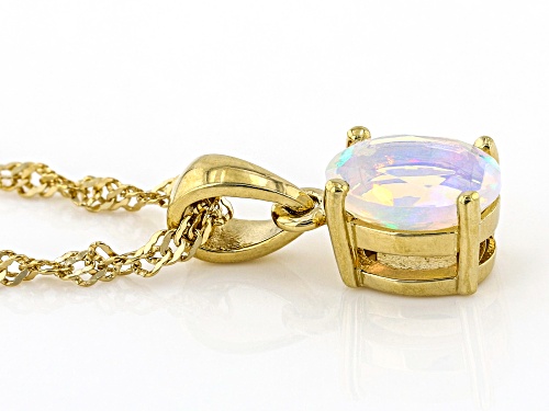 0.55ct Oval Ethiopian Opal 18k Yellow Gold Over Silver October Birthstone Pendant With Chain