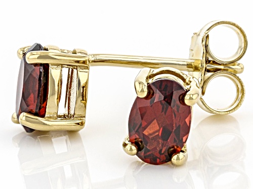 1.02ctw Oval Vermelho Garnet™ 18K Yellow Gold Over Sterling Silver January Birthstone Stud Earrings