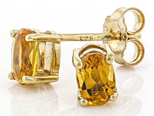 0.77ctw Oval Brazilian Citrine 18K Yellow Gold Over  Silver November Birthstone Stud Earrings
