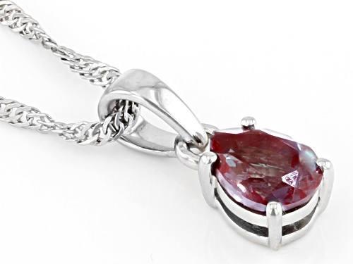 1.19ct Pear Lab Created Alexandrite Rhodium Over Sterling Silver June Birthstone Pendant With Chain